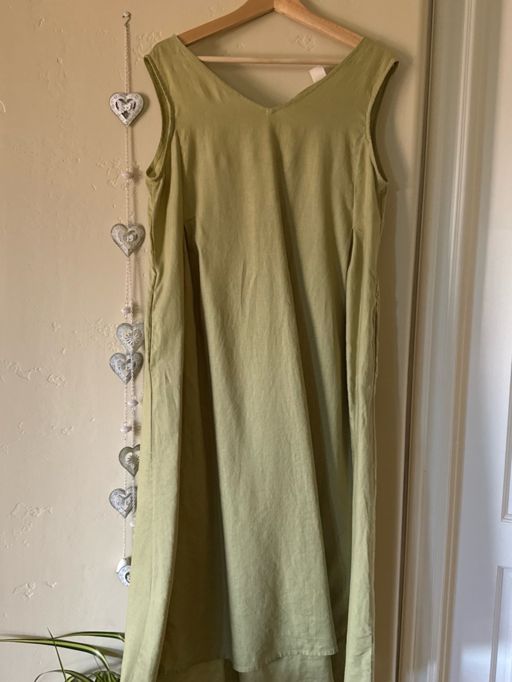 Sleeveless V-Neck Midi Dress in Olive Green
